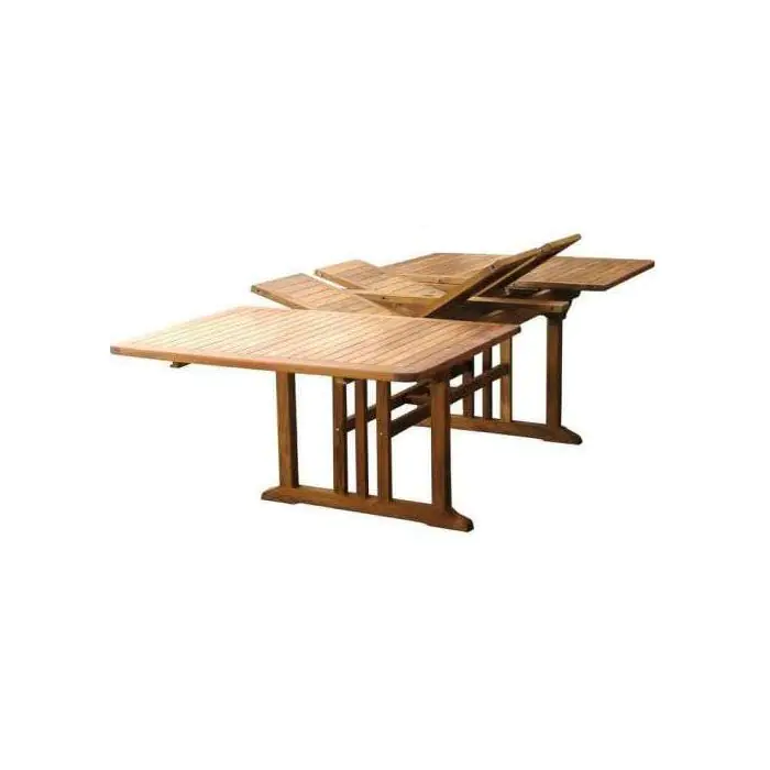 1.1m x 1.9m-2.7m Teak Rectangular Double Extending Table with 10 Marley Chairs - 3