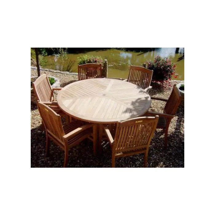 1.5m Teak Circular Radar Table with 6 Marley Chairs - With or Without Arms  - 1