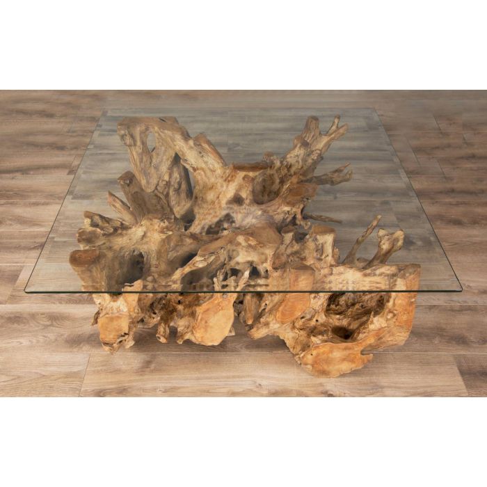 1.2m Reclaimed Teak Root Square Coffee Table - 2