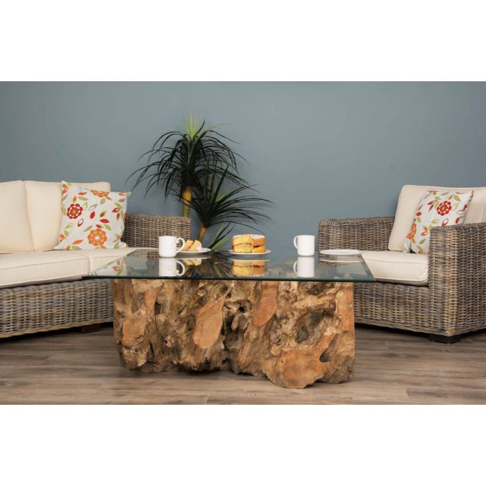 1.2m Reclaimed Teak Root Square Coffee Table - 1