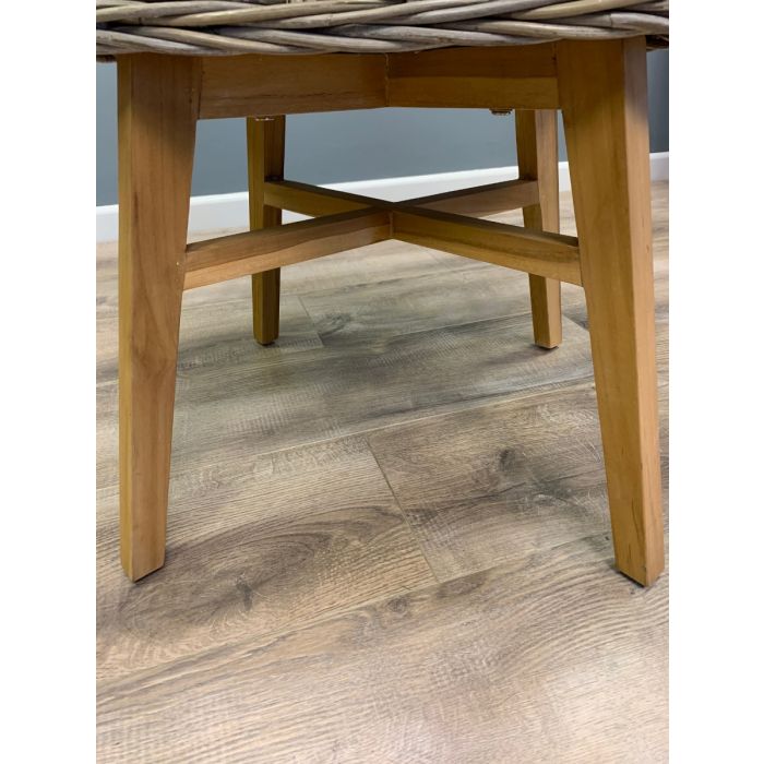 1.4m Reclaimed Teak Root Square Block Dining Table with 6 Scandi Armchairs  - 2