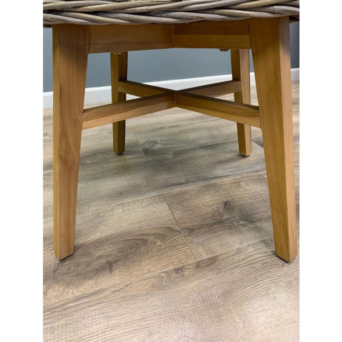 1.5m x 1.2m Reclaimed Teak Root Oval Dining Table with 4 Scandi Chairs - 3