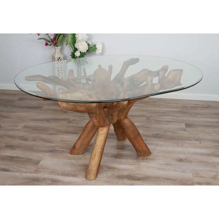 1.5m x 1.2m Reclaimed Teak Root Oval Dining Table - 1