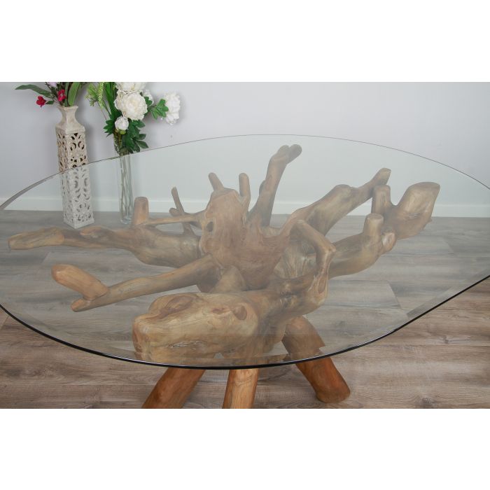 1.5m x 1.2m Reclaimed Teak Root Oval Dining Table - 2