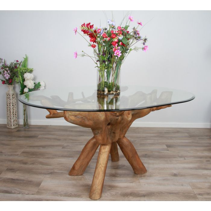 1.5m x 1.2m Reclaimed Teak Root Oval Dining Table - 3