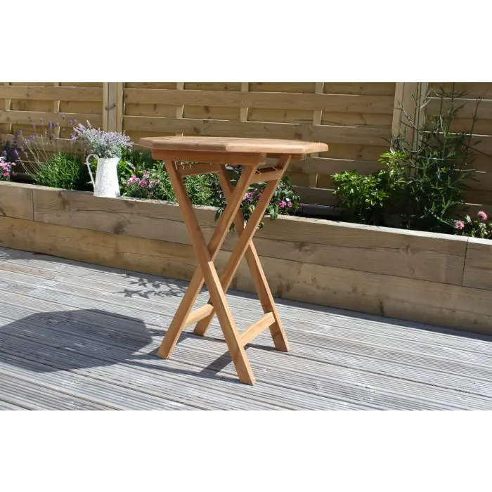 60cm Teak Octagonal Folding Table - 7