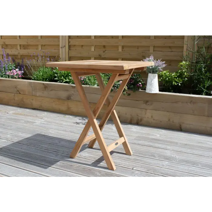 70cm Teak Square Folding Table - 5