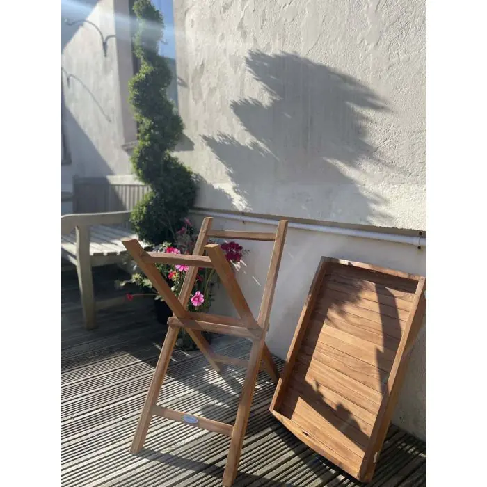 Teak Bar Tray Table - 3