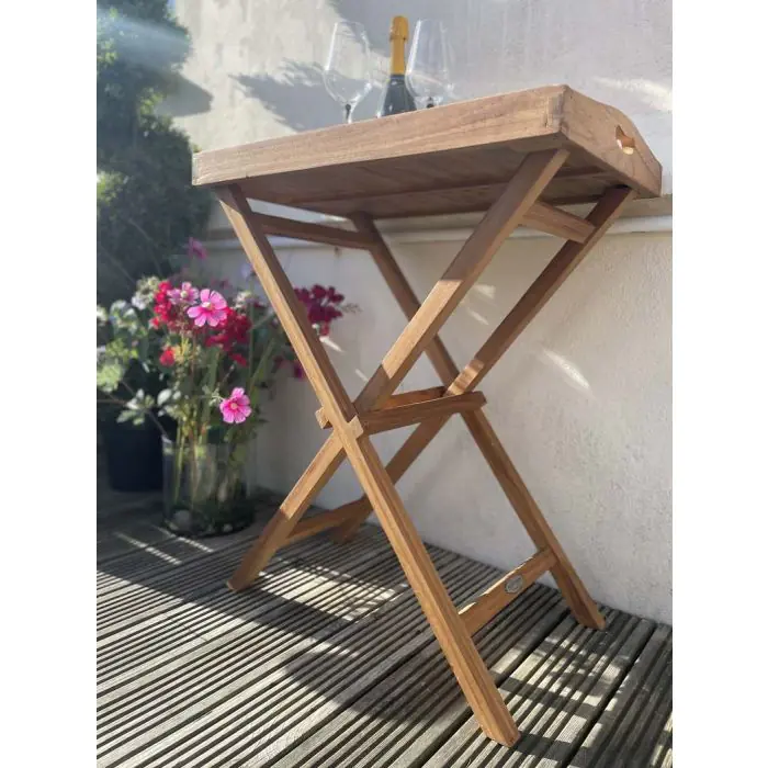 Teak Bar Tray Table - 2