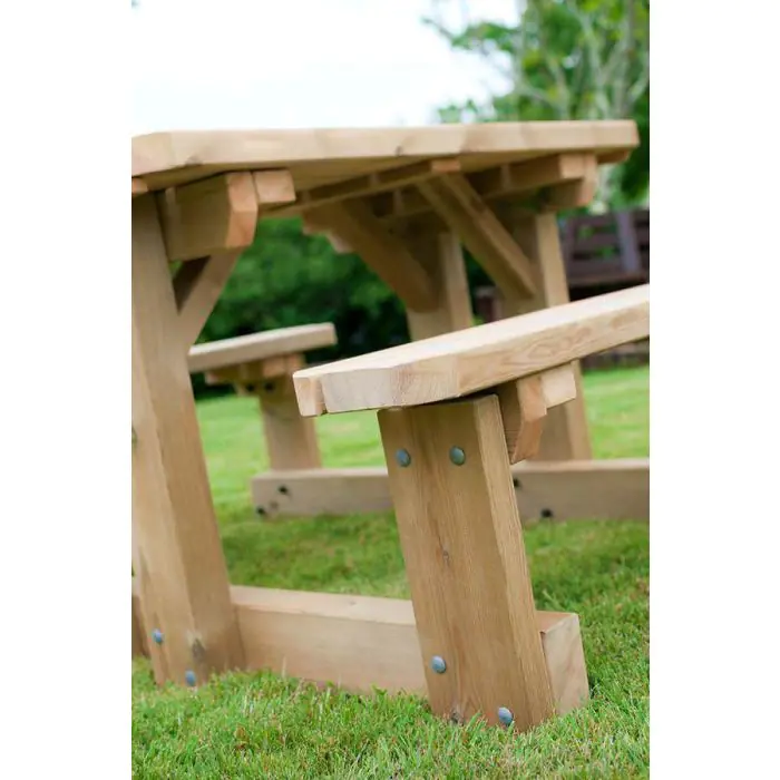 Swedish Redwood Walk Through Picnic Bench - 1