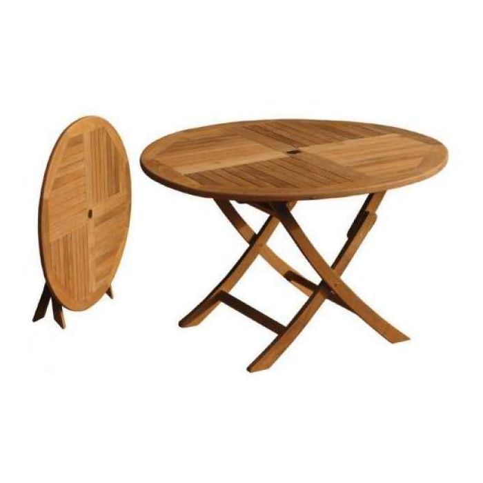 1m Teak Circular Folding Table with 4 Harrogate Chairs - 5