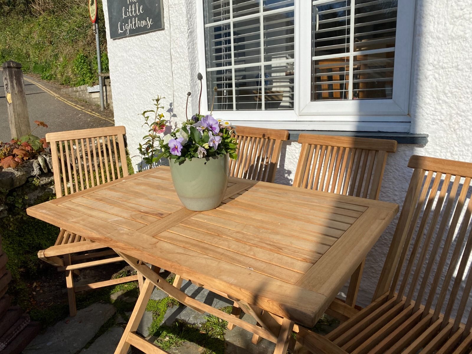 1 2m Teak Rectangular Folding Table With 6 Classic Folding Chairs   Img 2505 