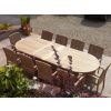 1.1m x 1.9m-2.7m Teak Oval Double Extending Table with 10 Marley Armchairs - 0