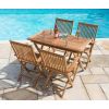 1.2m Teak Rectangular Folding Table with 4 Kiffa Folding Chairs  - 0