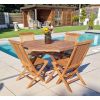 1.2m Teak Octagonal Folding Table with 4 Classic Folding Chairs / Armchairs - 0