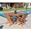 1.2m Teak Octagonal Folding Table with 4 Classic Folding Chairs / Armchairs - 4