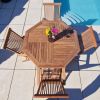 1.2m Teak Octagonal Folding Table with 4 Classic Folding Chairs / Armchairs - 6
