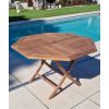 1.2m Teak Octagonal Folding Table with 4 Classic Folding Chairs / Armchairs - 9