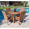 1m Teak Octagonal Folding Table with 2 Marley Chairs & 2 Armchairs - 0