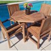 1m Teak Octagonal Folding Table with 2 Marley Chairs & 2 Armchairs - 1