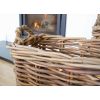 Small Natural Wicker Rectangular Log Basket with Rope Handles - 1