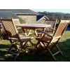 1m Teak Circular Folding Table with 2 Kiffa Folding Chairs & 2 Kiffa Folding Armchairs - 1