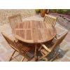 1.2m Teak Circular Pedestal Table with 2 Kiffa Folding Chairs & 2 Kiffa Folding Armchairs  - 1