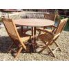 1.2m Teak Circular Pedestal Table with 2 Kiffa Folding Chairs & 2 Kiffa Folding Armchairs  - 2