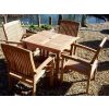 80cm Teak Square Fixed Table with 4 Marley Armchairs - 1