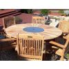 1.5m Teak Matahari Circular Pedestal Table with 6 Marley Chairs - 1