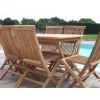 1.2m Teak Rectangular Folding Table with 6 Classic Folding Chairs - 2