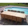1.2m x 2.4m-3.2m Teak Rectangular Double Extending Table with 10 Marley Chairs and 2 Armchairs  - 4