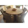 1.5m Reclaimed Teak Circular Pedestal Dining Table with 6 Donna Armchairs - 0