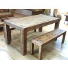 1.8m Reclaimed Elm Chunky Style Dining Table with 2 Backless Benches - 5