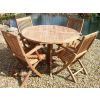 1.2m Teak Circular Gateleg Table with 4 Kiffa Folding Chairs  - 0