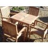 80cm Teak Square Fixed Table with 4 Marley Armchairs - 2