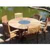 1.5m Teak Matahari Circular Pedestal Table with 6 Marley Chairs - 0