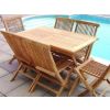 1.2m Teak Rectangular Folding Table with 6 Classic Folding Chairs - 0