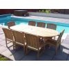 1m x 1.8m-2.4m Teak Oval Extending Table with 6 Marley Chairs & 2 Marley Armchairs - 0