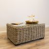 Natural Wicker Glass Topped Coffee Table - 0