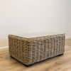 Natural Wicker Glass Topped Coffee Table - 13