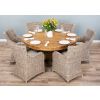 1.5m Reclaimed Teak Circular Pedestal Dining Table with 6 Donna Armchairs - 1