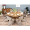 1.8m Reclaimed Teak Circular Pedestal Table with 8 Stackable Zorro Dining Chairs - 0