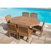 1.2m x 1.2m - 1.8m Teak Circular Extending Table with 6 Marley Chairs / Armchairs - 0