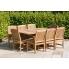 1m x 1.8m - 2.4m Teak Rectangular Extending Table with 8 Marley Chairs - 0
