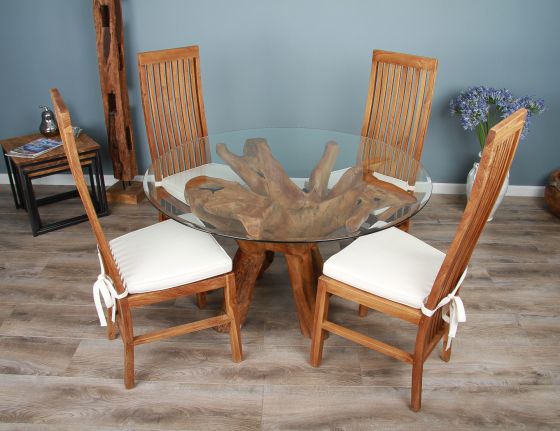 saturday kitchen teak root dining table