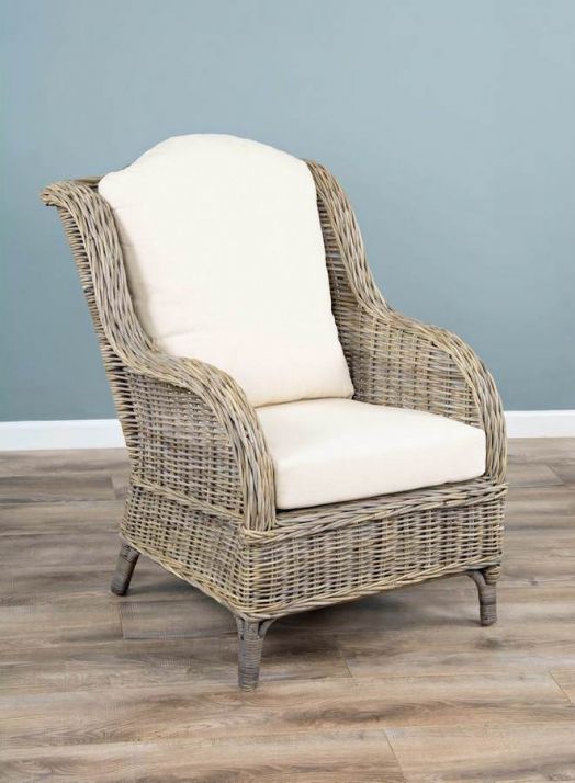 Wicker Armchair Uk : Martina Grey Kubu Rattan Wing Back Chair Designer