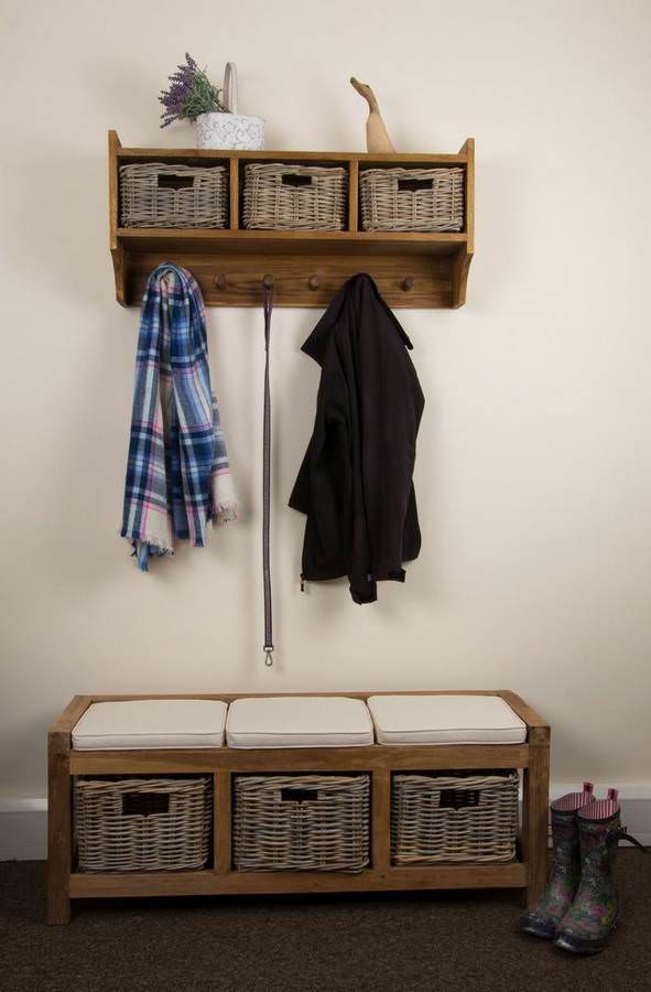 Reclaimed Teak Coat Hook Storage Unit - Sustainable Furniture