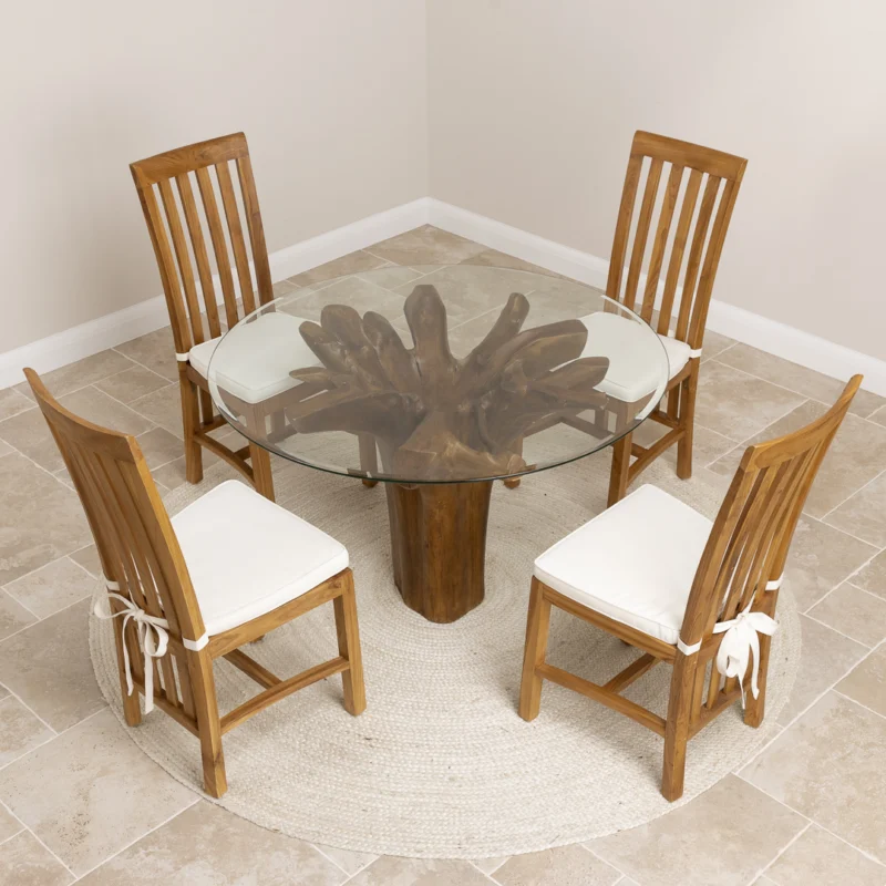 Hara Compact 4 Seater Dining Set with Reclaimed Teak Chairs