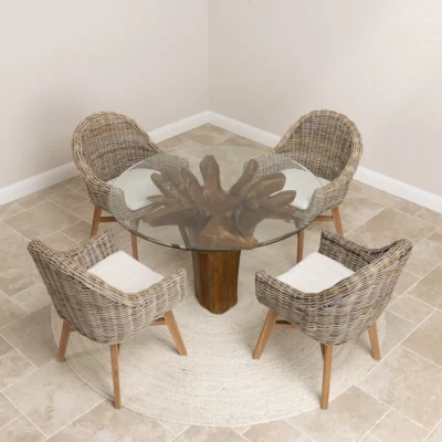 Hara Compact 4 Seater Dining Set with Scandi Armchairs